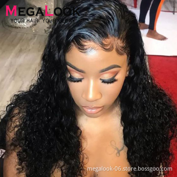 180 Brazilian Pre  Plucked Glueless Curly 4*4 Closure Human Hair Lace Wigs For Women
